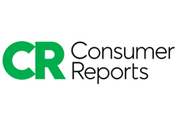 Consumer Reports logo, Green CR with black lettering.