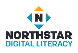 Northstar logo is a capital N with one yellow and three blue triangles around it.