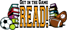 Get in the Game, READ! Summer reading slogan.